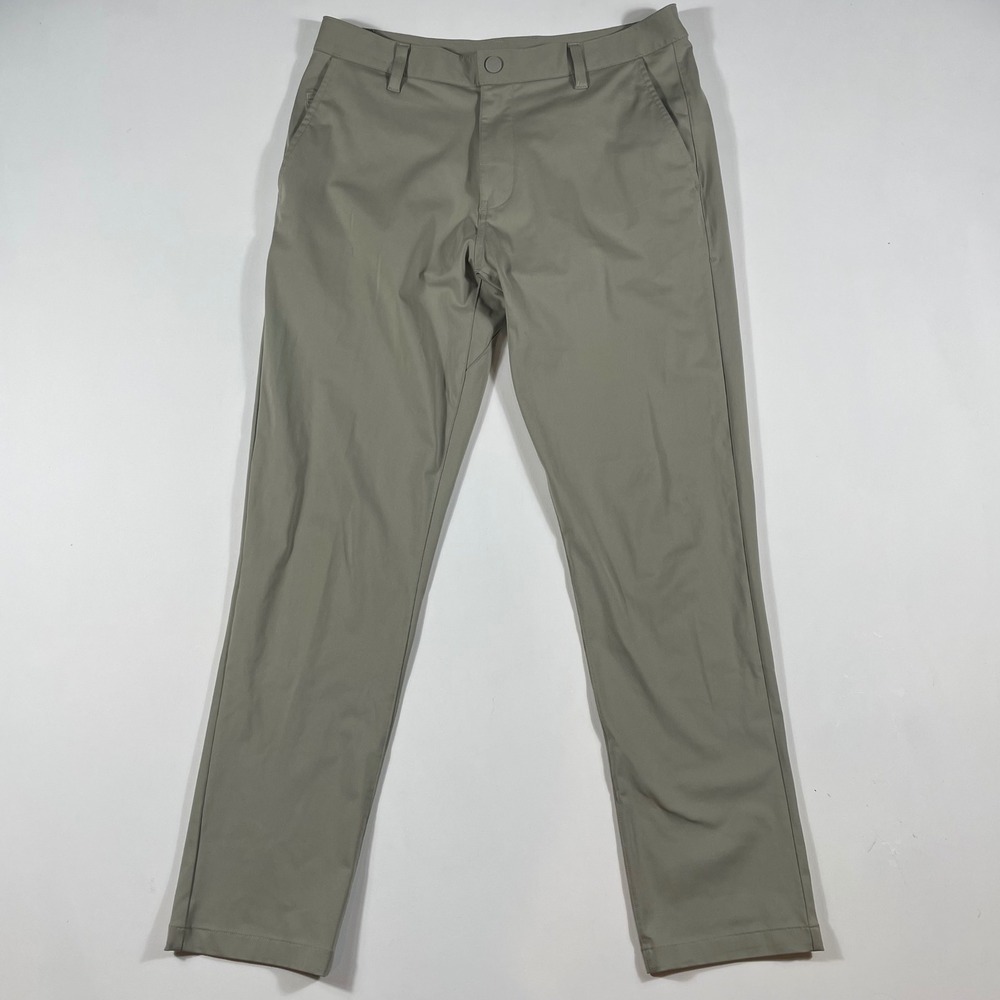 Rhone Commuter Slim Pants Mens 32x28 Technical Performance Trousers Khaki Gray